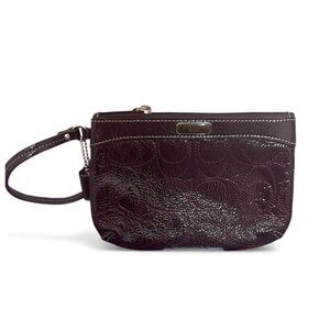 GUC Plum Patent Leather Coach Wristlet